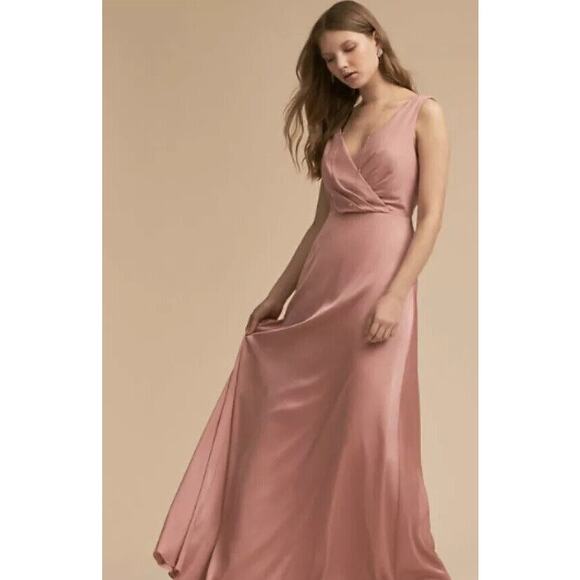 BHLDN x Donna Morgan Sabine Satin Maxi Mauve Dress US 10 - Picture 1 of 10